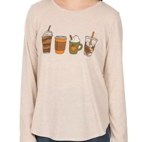 State of Mine Pumpkin Spice Latte Pumpkin Fall Coffee Long Sleeve Shirt NWT - Picture 1 of 1